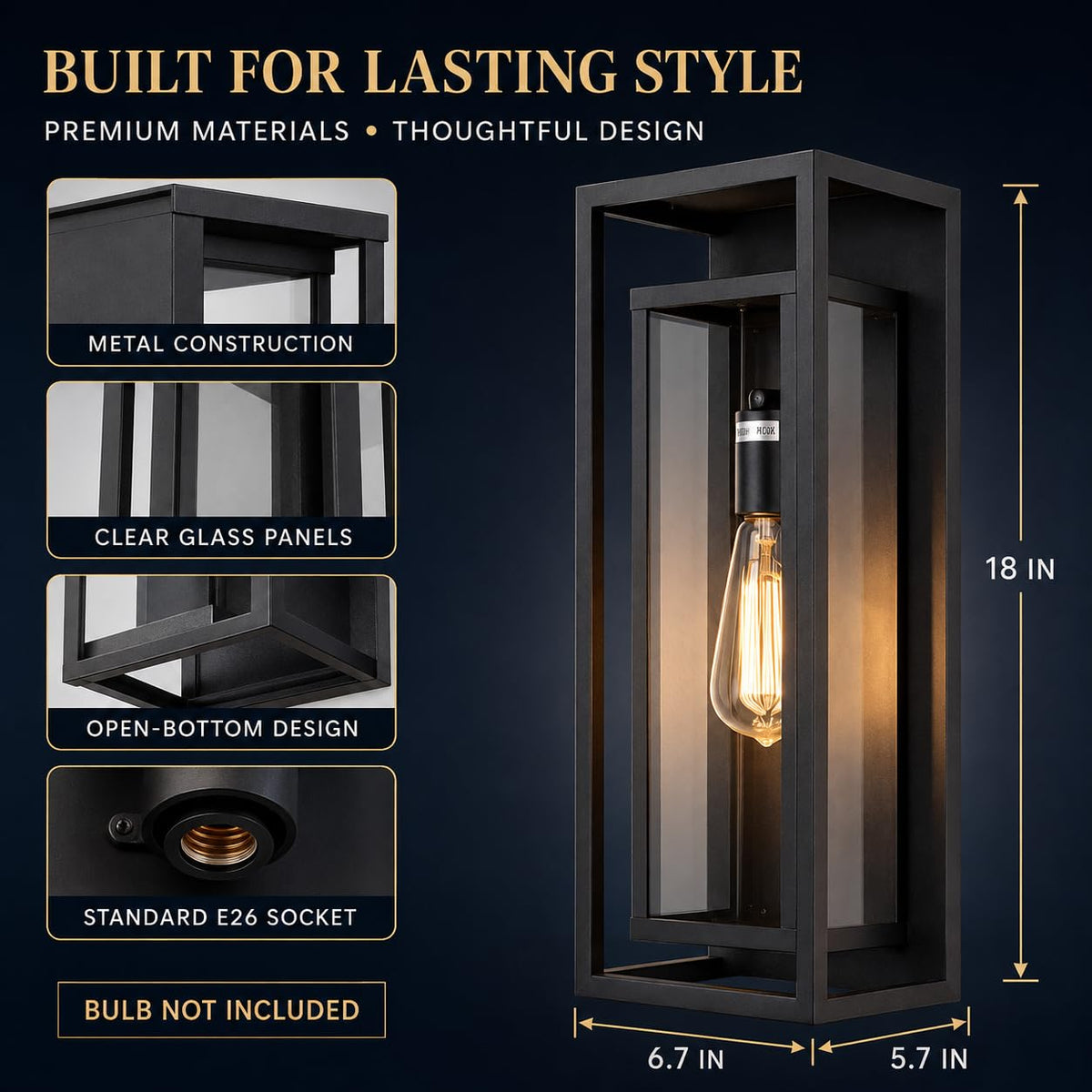 18 Inch 12 Pack Outdoor Wall Lantern Light Fixture (12 PACK)