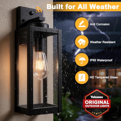 16" Enclosed Dusk to Dawn Outdoor Light Fixture (2 Packs-16IN / Black (Dusk to Dawn))