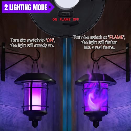 Solar Purple Flame Wall Lanterns (Purple)