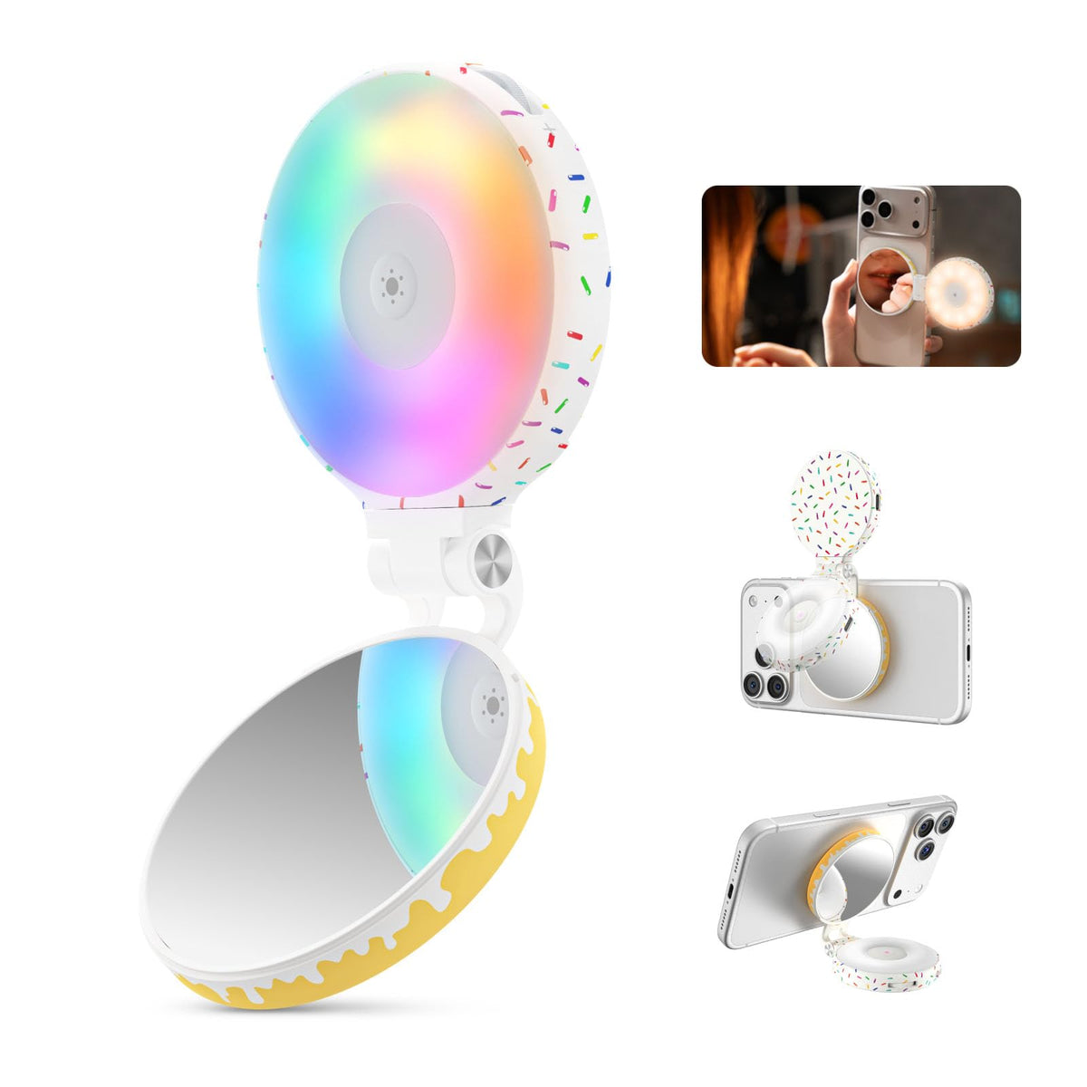 Magnetic Selfie Light for iPhone Magsafe and Android (RGB Selfie Light (Yellow-white))