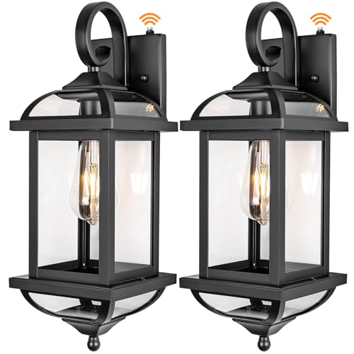 Dusk to Dawn Outdoor Lighting Modern Black 18” Enclosed Bottom (Modern Matte Black / Dusk to Dawn Sensor)