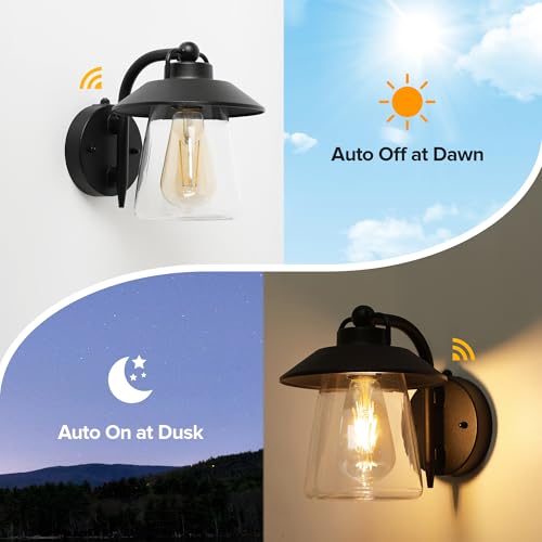 2 Pack Dusk to Dawn Outdoor Indoor Exterior Light Fixture (Black-dusk to Dawn / 2 Pack)