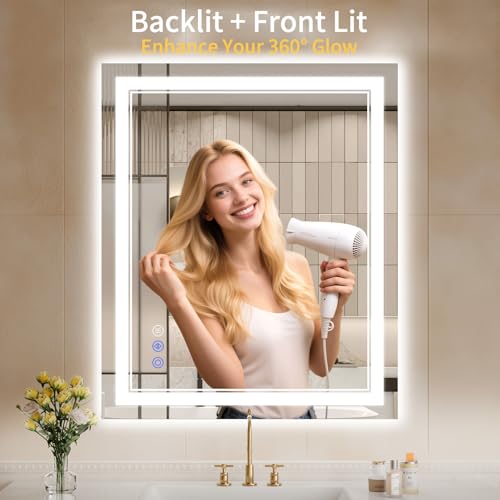 30"x36" LED Bathroom Mirror with Lights (30"L x 36"W)