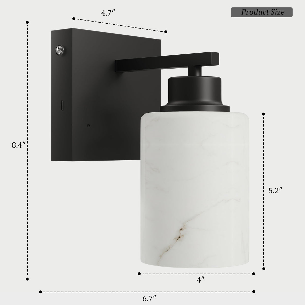 Alabaster Glass Battery Operated Wall Sconces with Remote (Black & Alabaster Shade)