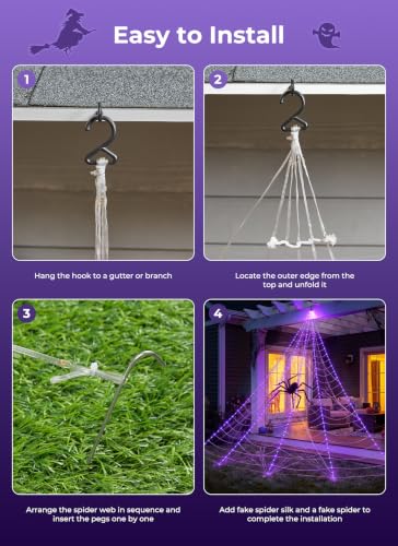 Halloween Decorations Spider Web Lights