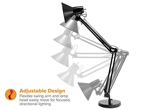 Office VLF100D Swing Arm Desk Lamp (36" Reach / Base, Black)