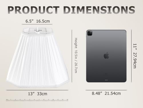 White Pleated Lamp Shades Set of 2 6.5"×13"×10.5" Bell Shade (WHITE-2 Pack / 6.5*13*10.5in)