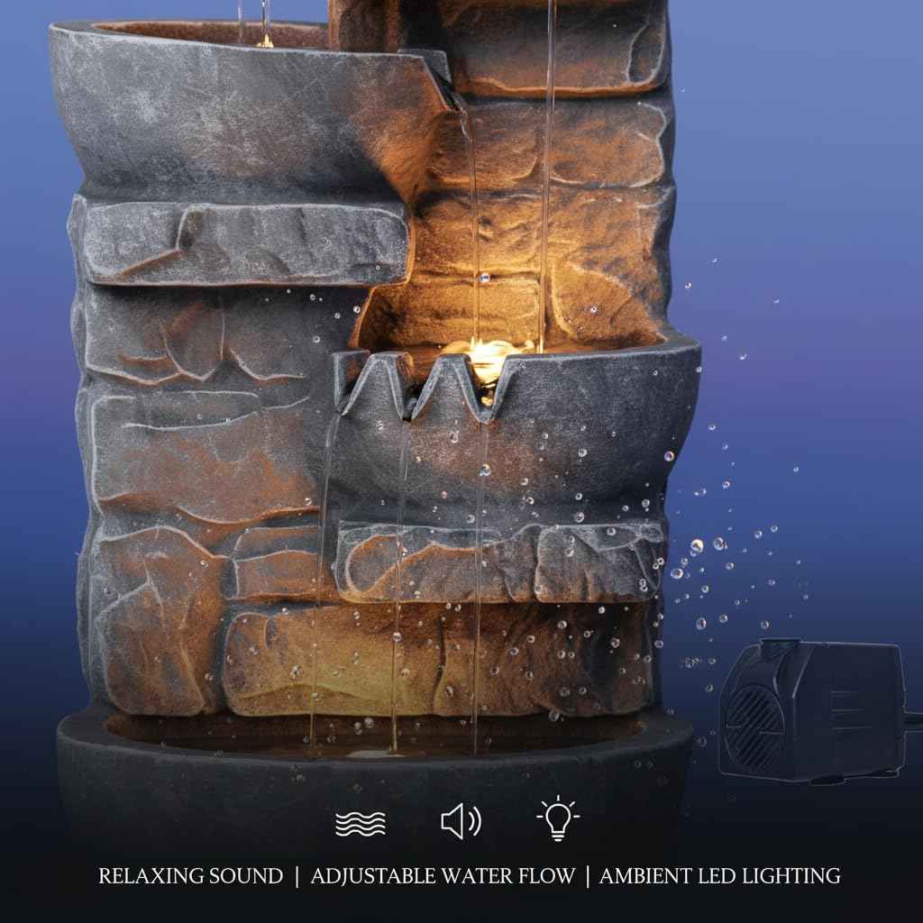 33" Outdoor Water Fountain with LED Lights (33")