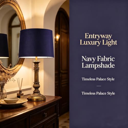 Blue Velvet Lamp Shades Set of 2 (Blue-Velvet / 11×13×10 IN-2 PCS)
