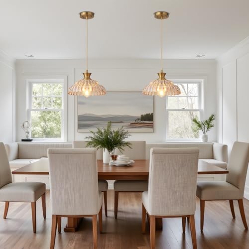 Amber Glass Pendant Lights (Amber / 11.8in/2PC)