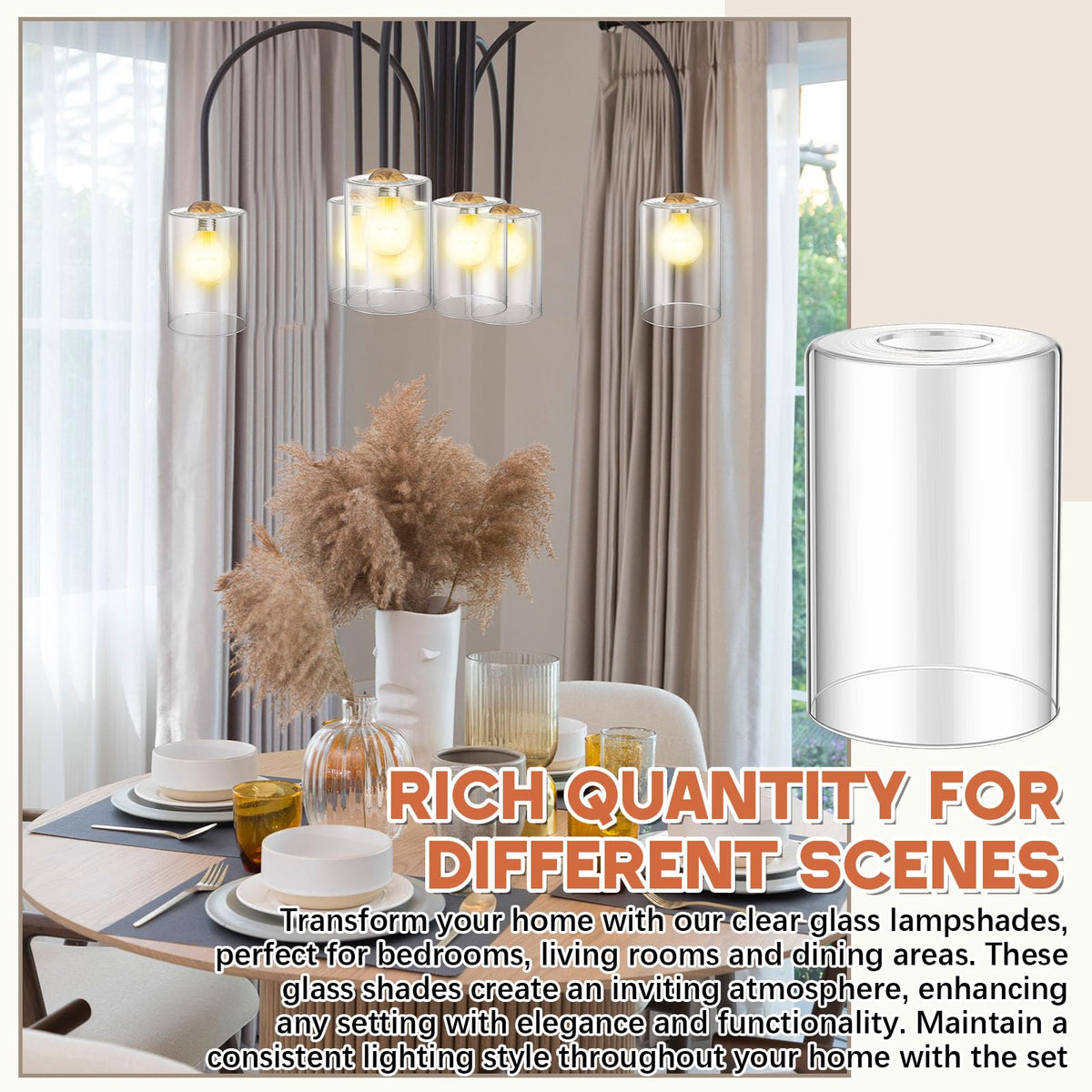 3 Pcs Clear Glossy Glass Lamp Shade 1 (Clear / Glossy)