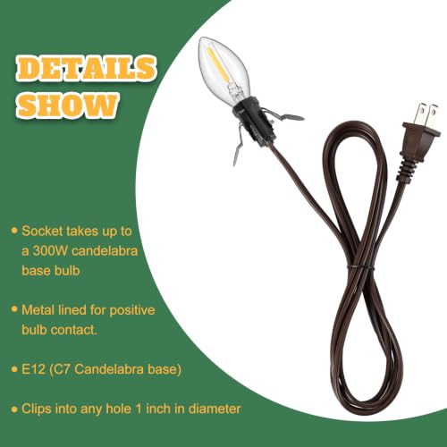 6 Pcs Lights Accessory Cord with LED Light Bulb (Brown)
