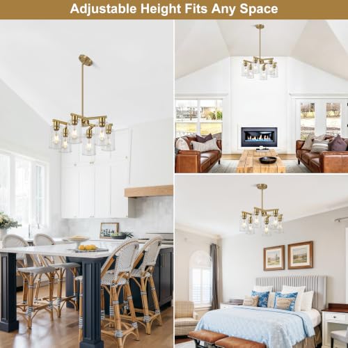 6 Light Brushed Gold Chandelier for Dining Room (Gold / 6-Lights/D20 '')