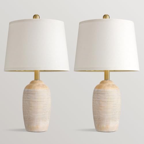 21" Handcrafted Ceramic Table Lamps Set of 2 with 5FT Cord