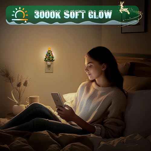 Christmas Tree Night Light (Christmas Tree and Stars-3000K / 2 Pack)