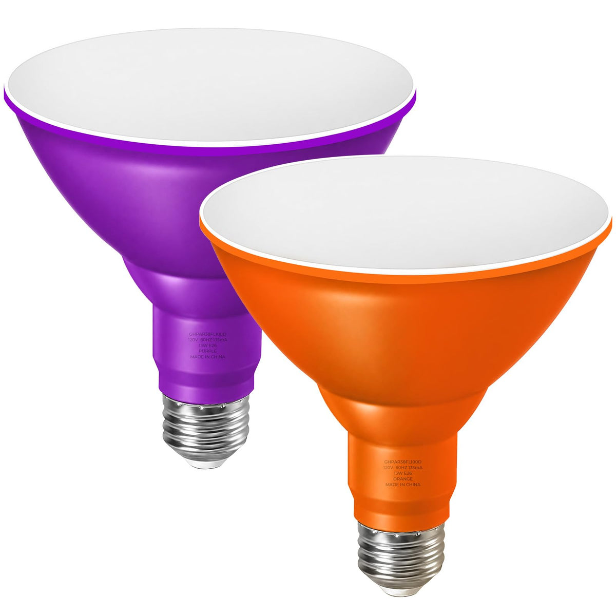 PAR38 Purple and Orange Light Bulb (Purple+orange / 2 Pack)
