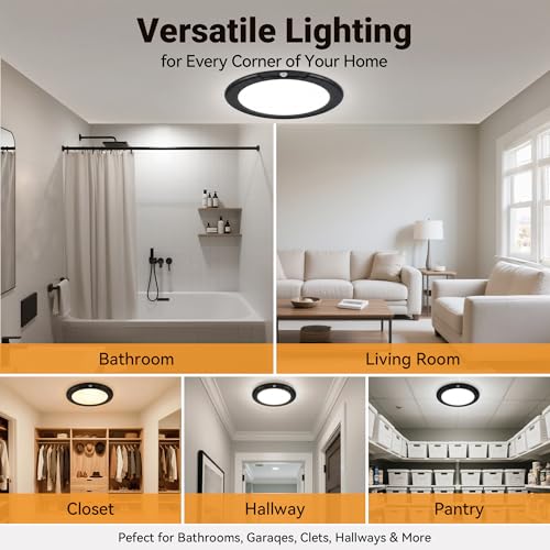 Black Wireless Rechargeable Ceiling Light (Black / 2 Packs)