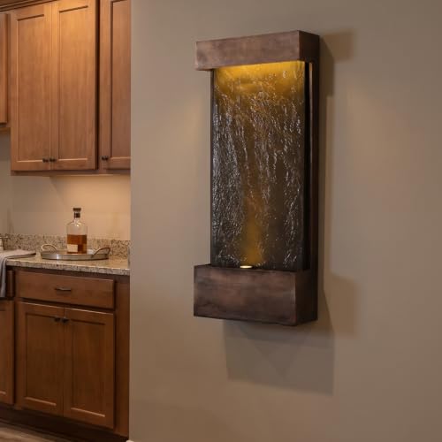 32.3 in Tall Modern Wall Fountain Indoor Outdoor LED Resin Copper (32.3"h Cooper)