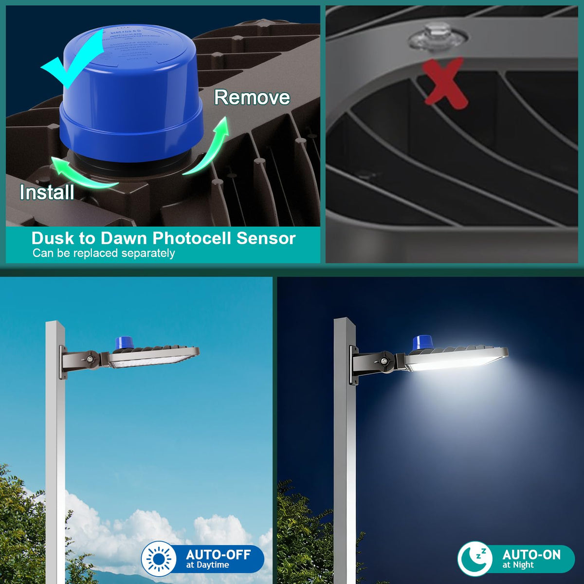240W LED Parking Lot Light Dusk to Dawn Photocell 4Pack 36000LM (240W/Wall Mount/4PC)