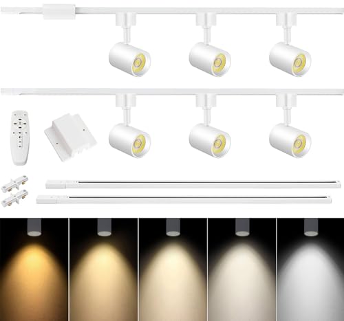 6 Lights Remote Control LED Track Lighting Kit Dimmable (White)