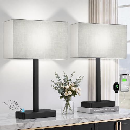 Touch Lamps for Nightstand Set of 2 (A. Gray&Black)