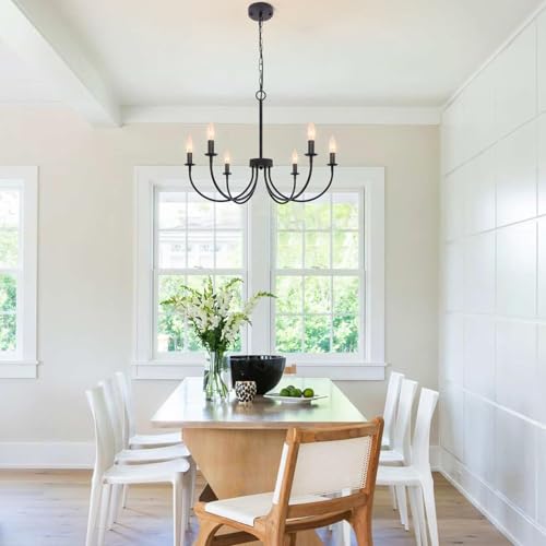 6 Light Black Farmhouse Chandelier (Frosted Black / 6 Light)