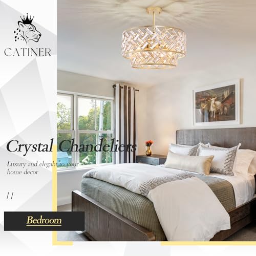 20" Gold Crystal Chandelier (Large Drum Gold)