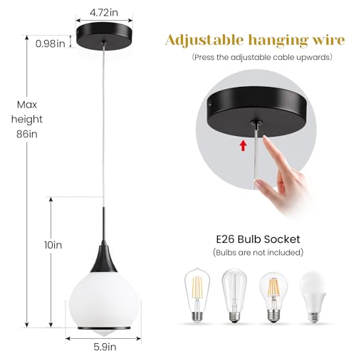 Pendant Light Fixtures Kitchen (Black / 1 Pack-6inch)