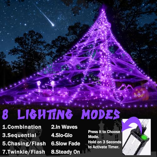 Spider Web Lights for Halloween Decorations Outdoor