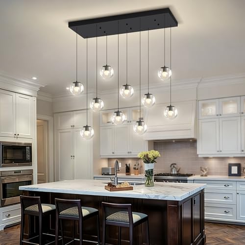 Modern Rectangular Chandelier (Black-Clear / Rectangle 10-Light)