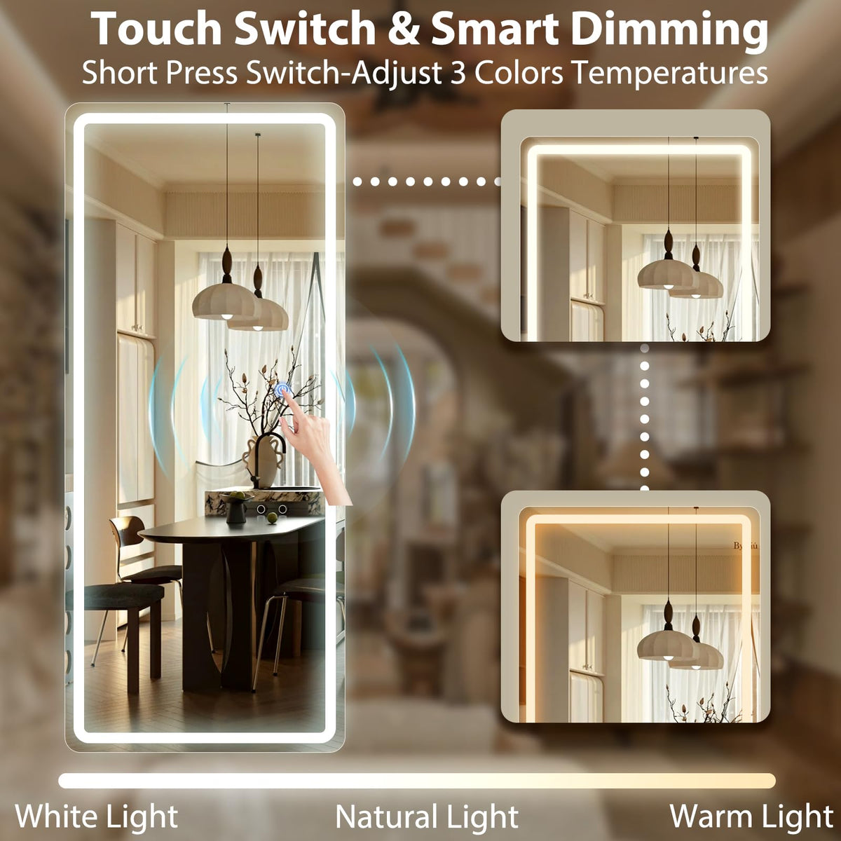 Full Length Mirror with LED Lights (Rectangle / 65"L x 24"W)