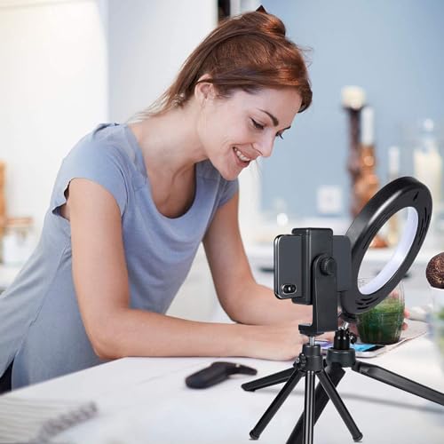 6" Small Ring Light with Stand for Phone Video Desk Makeup (White / 6 inch)