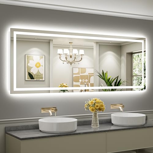 84x32 Inch LED Bathroom Mirror with Lights (Backlit+front Lit / 84"L x 32"W)