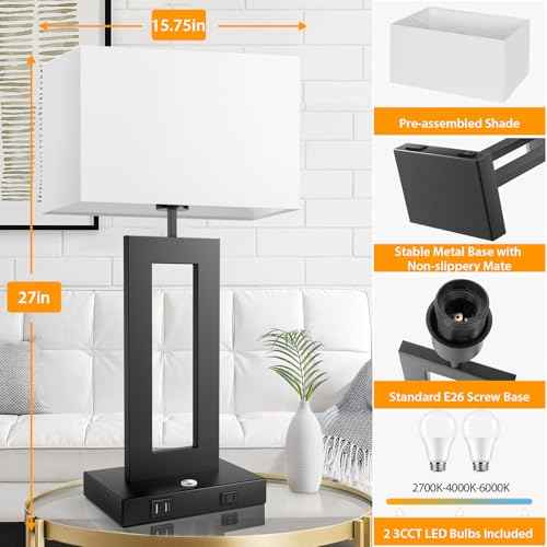 27.2’’ Tall Black Table Lamps for Living Room Bedroom (Black / Extra Large)