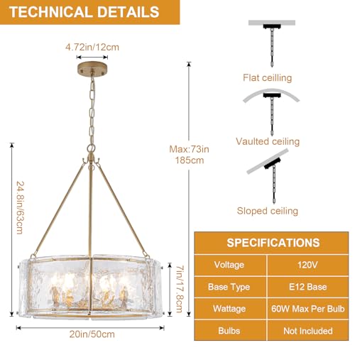 20" Glass Glod Chandeliers Modern Chandeliers for Dining Room (Gold)