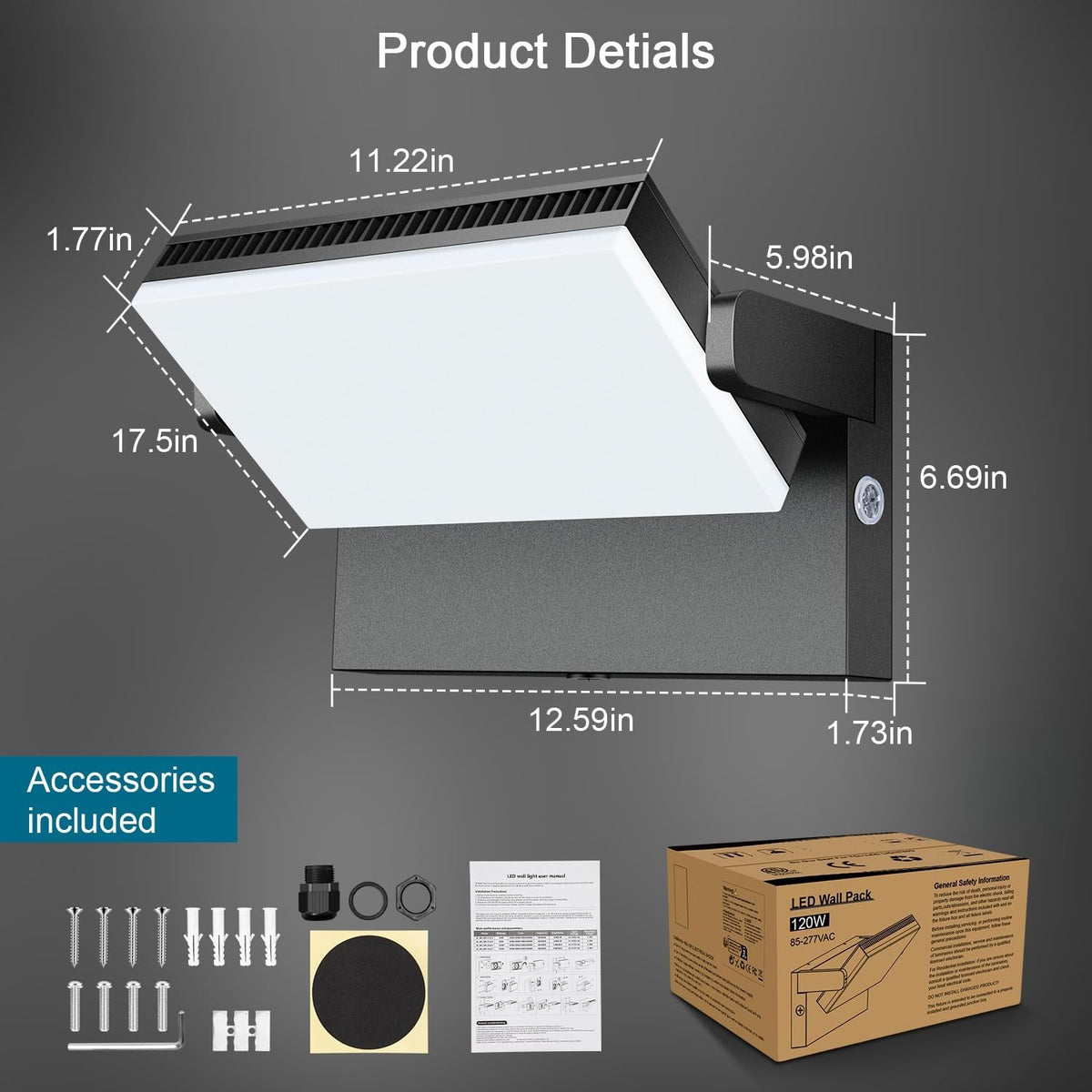 120W Modern Sleek FloodLight 18000LM (120W-5000K-4Pack-Photocell)