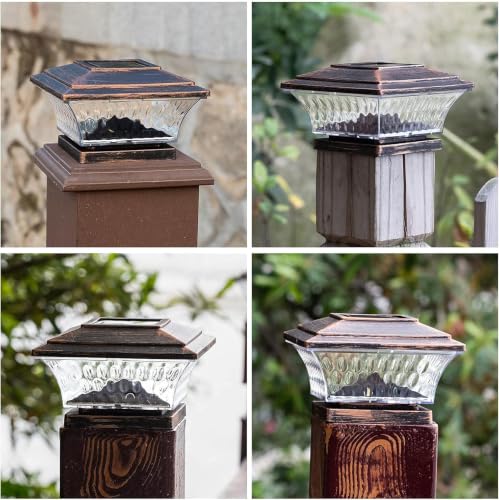 12PK Solar Post Cap Lights Outdoor Fence Cap Light for 4x4 Wooden Posts (Brushed Copper / 12pk)