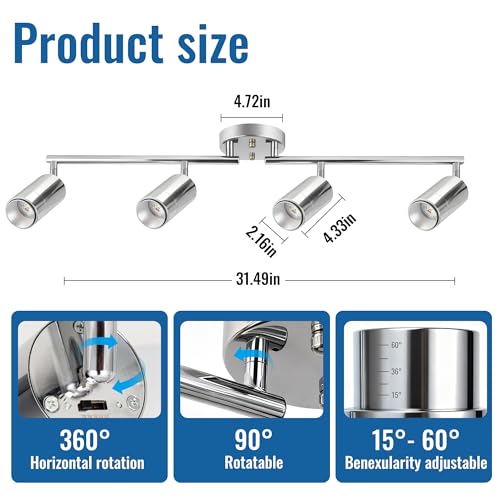 LED Track Lighting Kit 48W Track Light (Silver)