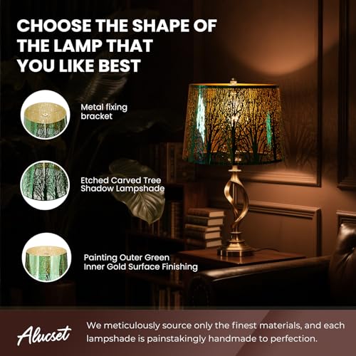 Large Metal Drum Lampshade 12'' Top ×14'' Bottom×10" Height For Floor Lamps (Metal Green)