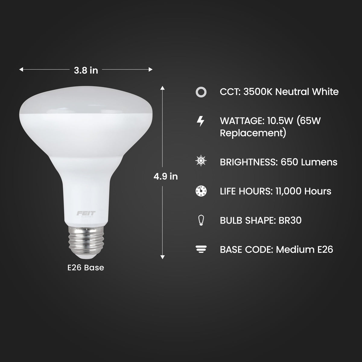 BR30 LED Flood Light Bulb (3500k Neutral White / 2 Count (Pack of 1))