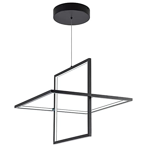 Modern Black LED Square Hanging Pendant Chandelier