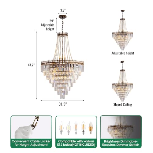 French Empire Vintage Crystal Staircase Chandelier (D31.5″H47.2″)