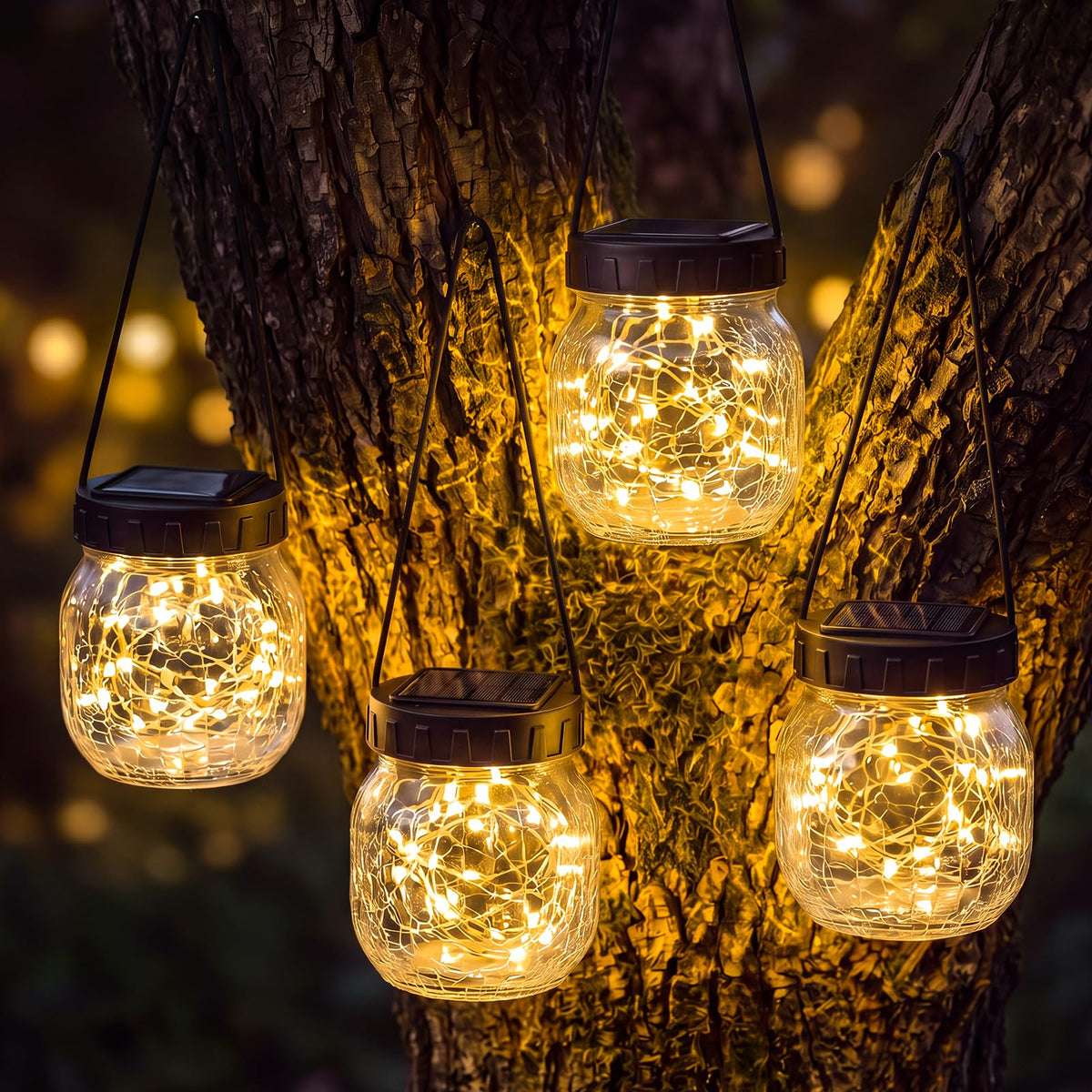 Solar Lanterns Outdoor Waterproof 4 Pack (Warm White / 4 Pack)