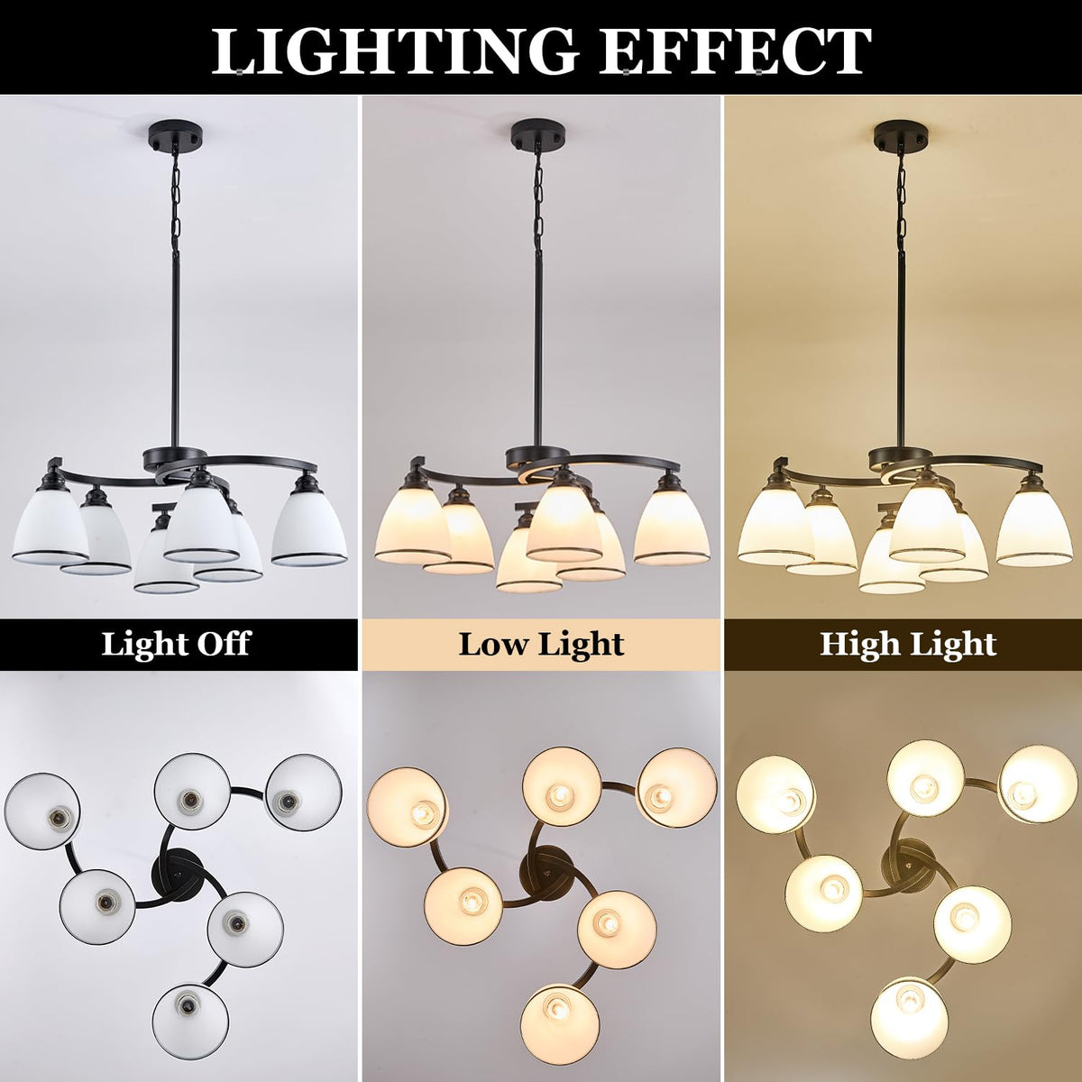 6 Light Modern Chandelier Light Fixture for Dinner Room (black-b / large-6 light)