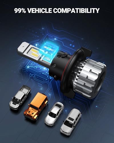 H13 Bulbs 70000LM 800% Brighter 6500K Cool White H13 Bulbs with Fan (Cool White / H13/9008)