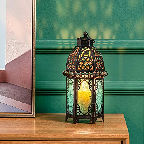 Vintage Candle Lantern (Large / Green - 12.8''h)