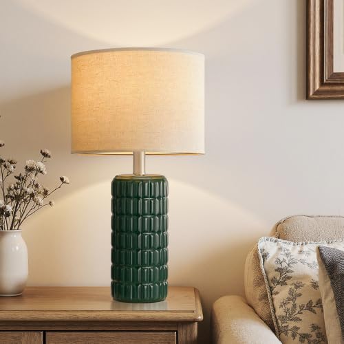 23" Modern Ceramic Table Lamps (Dark Green)