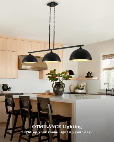 3 Light Island Light for Kitchen (3 Light / Black)