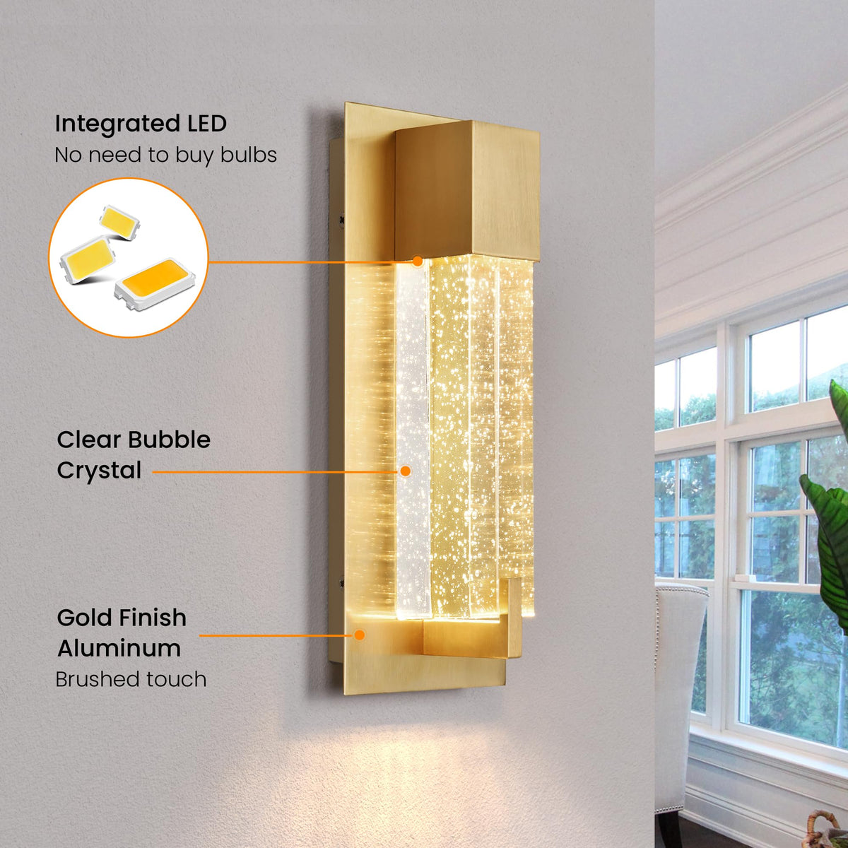 LED Wall Sconce Light (Gold 11")