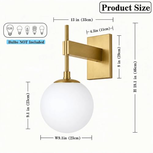 Large Globe Outdoor Wall Sconce (Brass)
